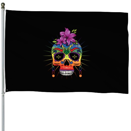 Flower Dia De Los Muertos LGBTQ LGBT Pride Month House Flags