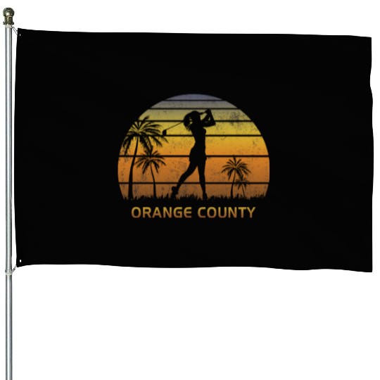 Retro Orange County Women's Golf Golfing Fan House Flags