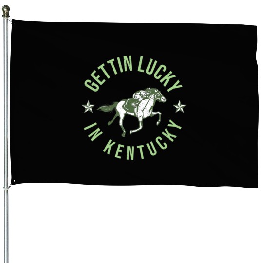 Funny Derby Vintage Getting Lucky In Kentucky Hor House Flags