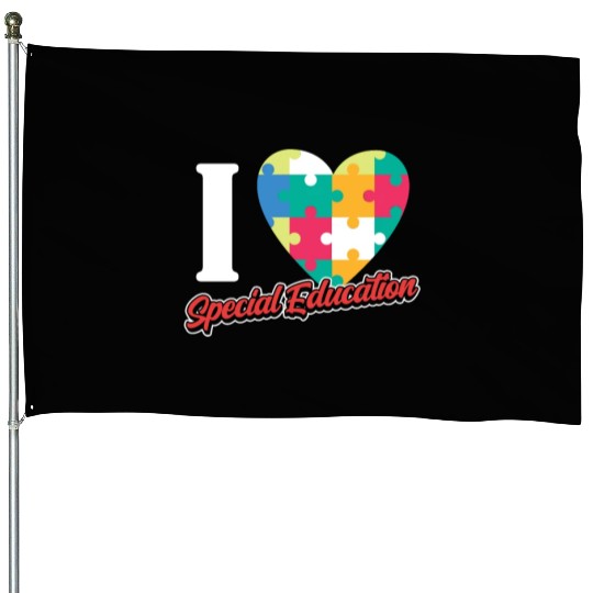 I Love Special Education Sped Teacher Awareness House Flags