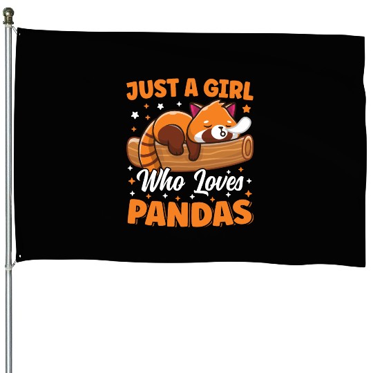 Just A Girl Who Loves Panda Bear Cute Sleeping House Flags