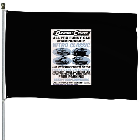 Vintage Hot Rod Classic Drag Racing Poster House Flags