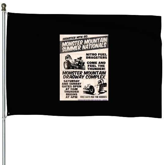 Vintage Hot Rod Classic Drag Racing Poster House Flags