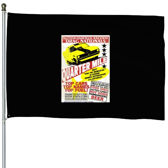 Vintage Hot Rod Classic Drag Racing Poster House Flags