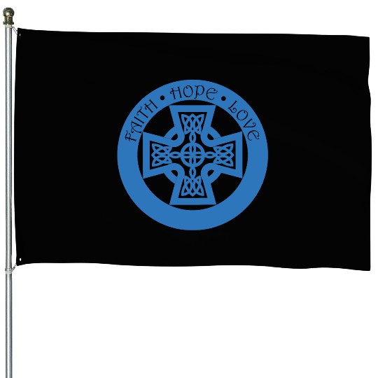 Timeless Celtic Cross With Faith Hope Love House Flags