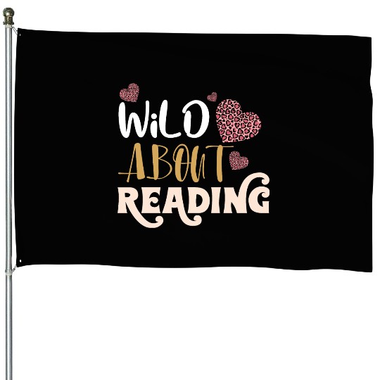Wild About Reading Leopard Print Book Lover House Flags
