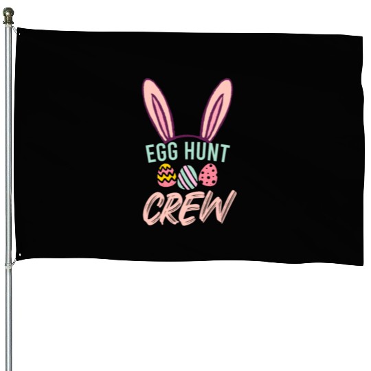 Egg Hunt Crew Funny Easter Day House Flags