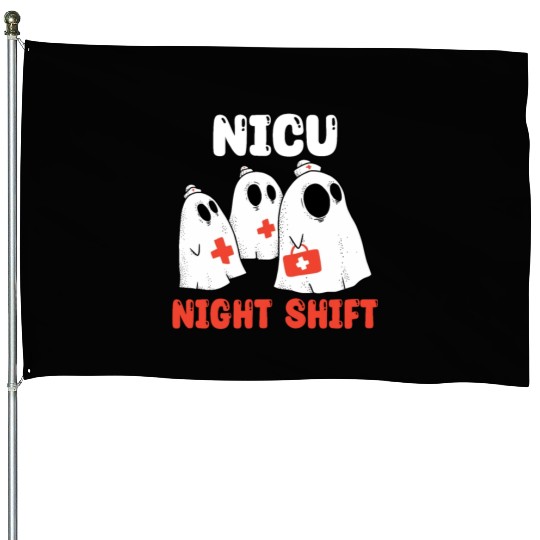 NICU Night Shift Spooky Halloween House Flags