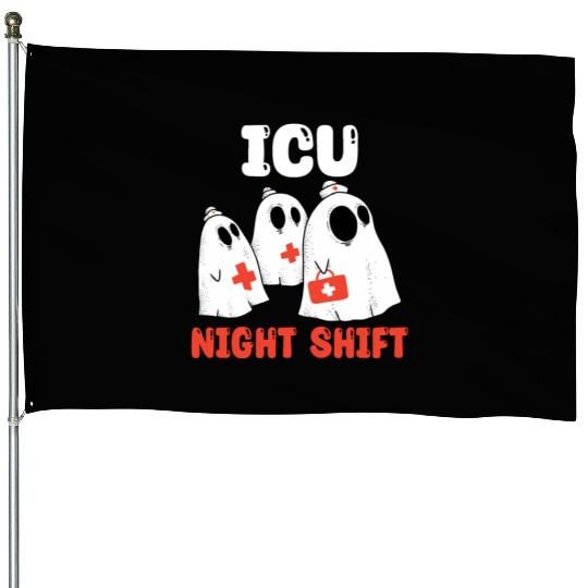 ICU Night Shift Nurse Spooky Halloween House Flags