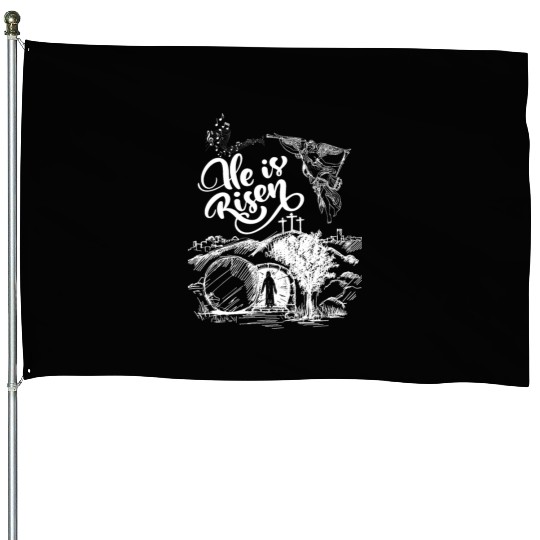 He Is Risen- White Drawing Angel HD House Flags
