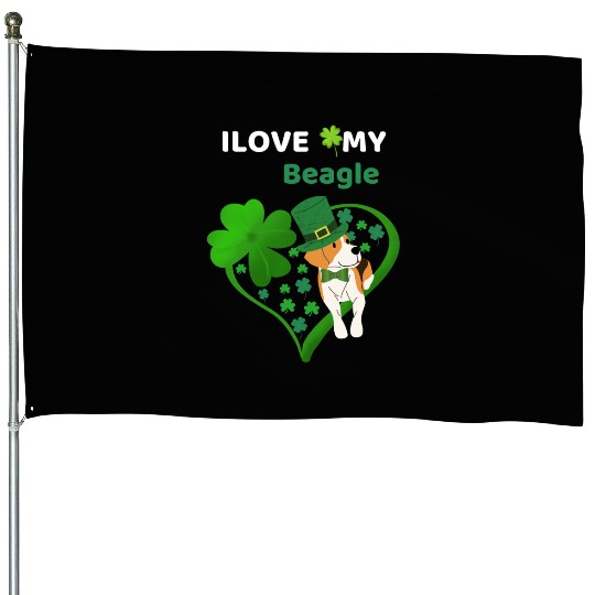 Irish Shamrock St Patrick's Day Beagle Cool House Flags