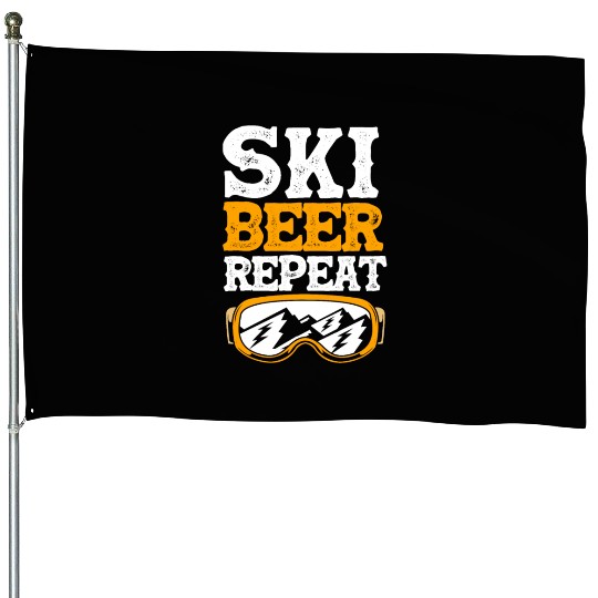 Skiing Beer Lover Winter Sport Ski Beer Repeat House Flags