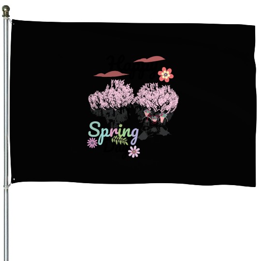 Seasons Greetings for Spring, Happy Spring Graphic House Flags