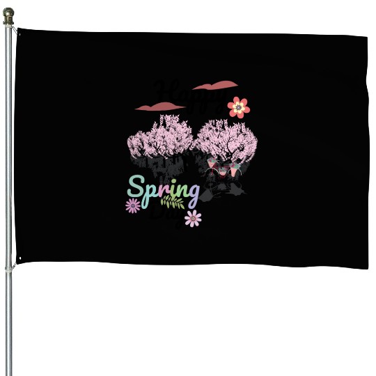 Seasons Greetings for Spring, Happy Spring Graphic House Flags