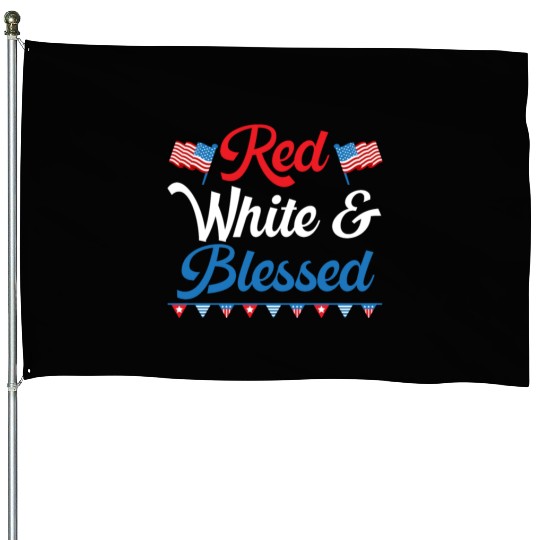 Red White And Blessed America USA Flag 4th Of July House Flags
