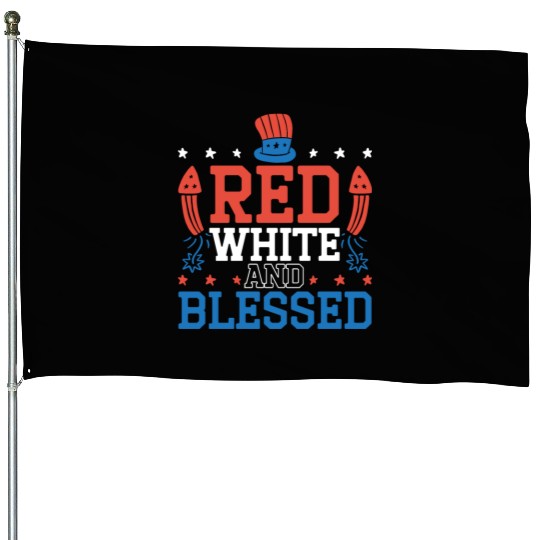 Red White And Blessed America USA Flag 4th Of July House Flags
