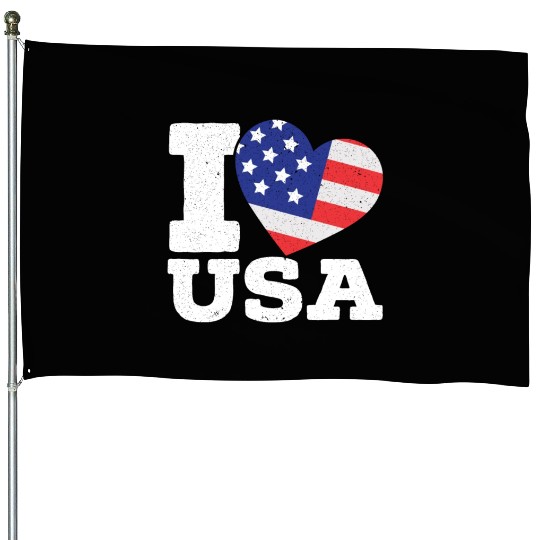 Patriotic America I Love USA Flag 4th Of July House Flags