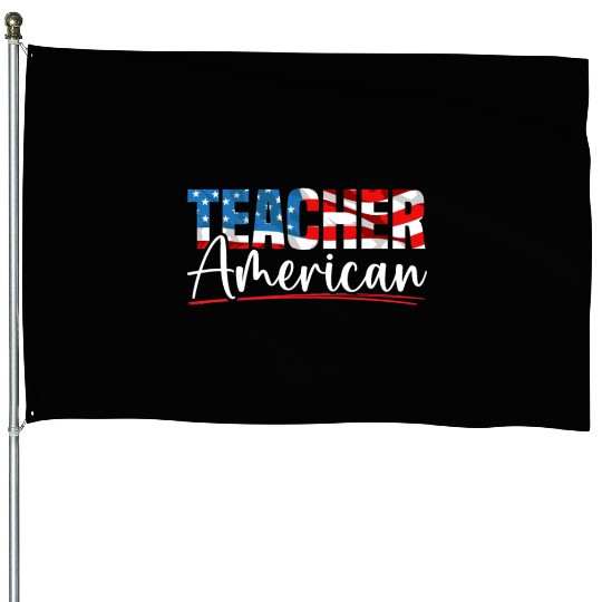 America USA Flag 4th Of July Teacher American House Flags
