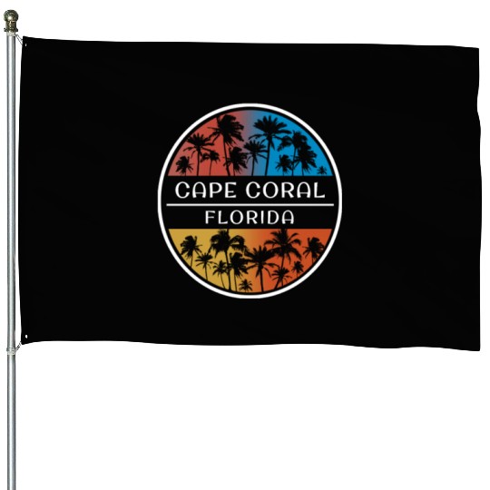 Cape Coral Florida Stylish Vacation Souvenir Palm House Flags