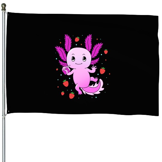 Pastel Gothic Aesthetic Axolotl Strawberry Milk House Flags