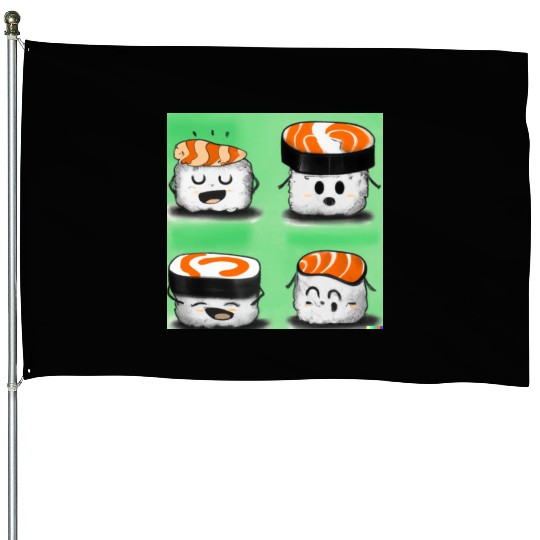 Happy Cheerful Sushi I Love Sushi Design House Flags