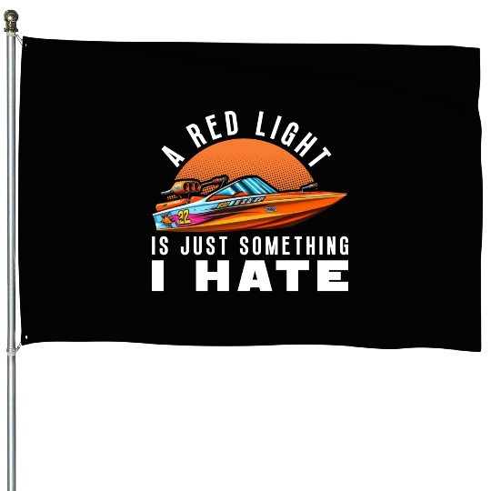 Drag Boat Racing Racer Speed Boat Driver House Flags