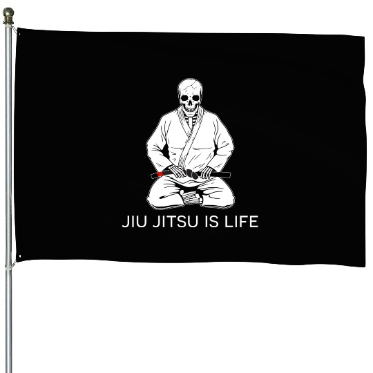 Kneeling Skeleton - Jiu Jitsu is life House Flags