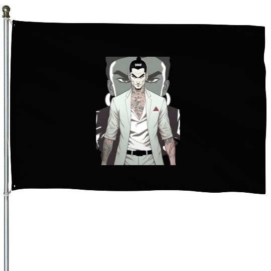 Japan Yakuza Greeny Face House Flags