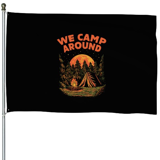 We Camp Around Summer Camping Tropical Camper Hiki House Flags