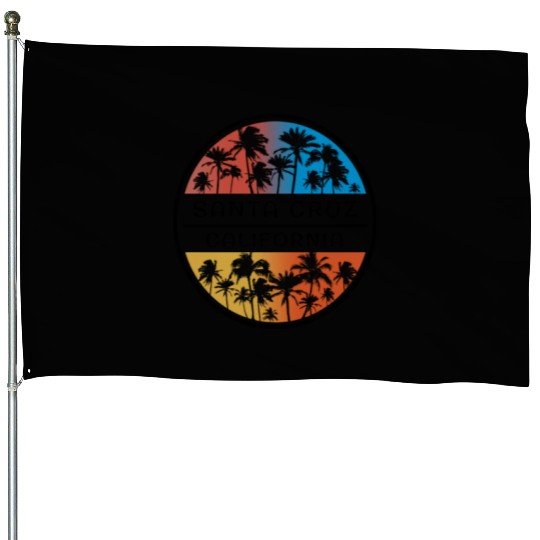 Santa Cruz California Palm Tree Stylish Vacation House Flags