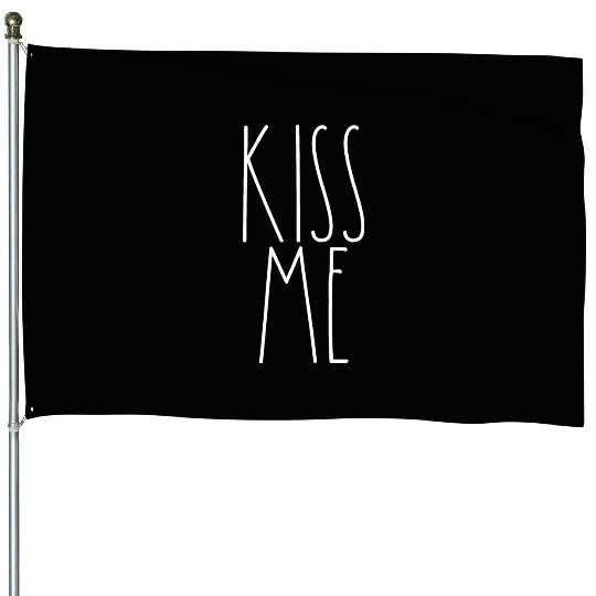 Kiss Me White Rae Dunn Inspired Minimalist Decor House Flags