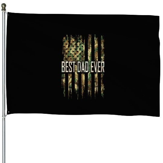 Dad Fathers Day For Men Camouflage US Flag Great House Flags