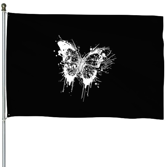 Tattoo Ink Splash Butterfly House Flags