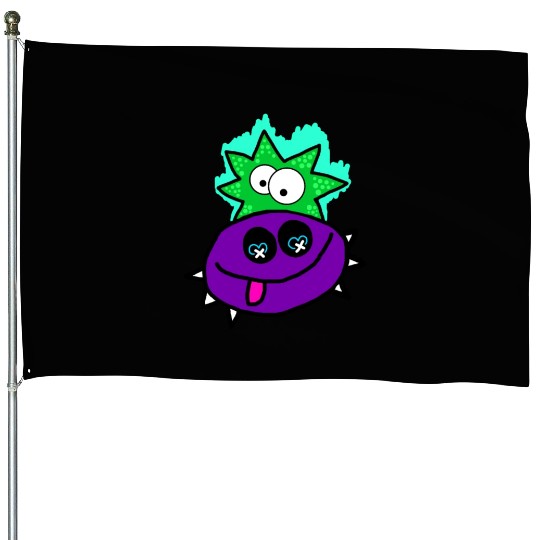 Purple Vibe Star Cartoon Design House Flags
