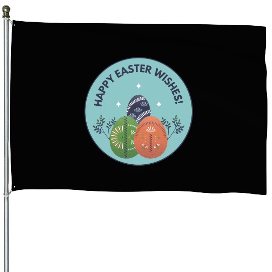 Blue Happy Easter Wishes House Flags