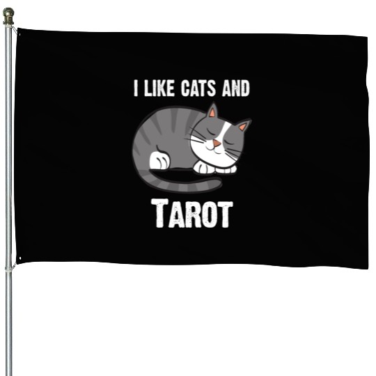 I Like Cats And Tarot - Gift For Cat Lovers House Flags