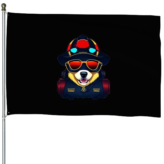 Firefighter Dog House Flags