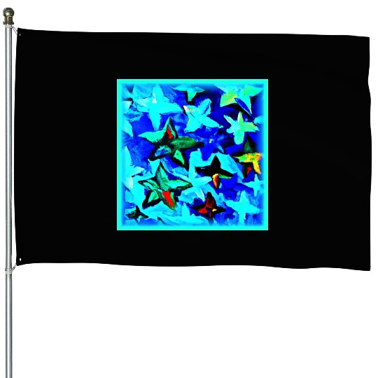 Blue Starry Night Sky Painting. Buy Now House Flags