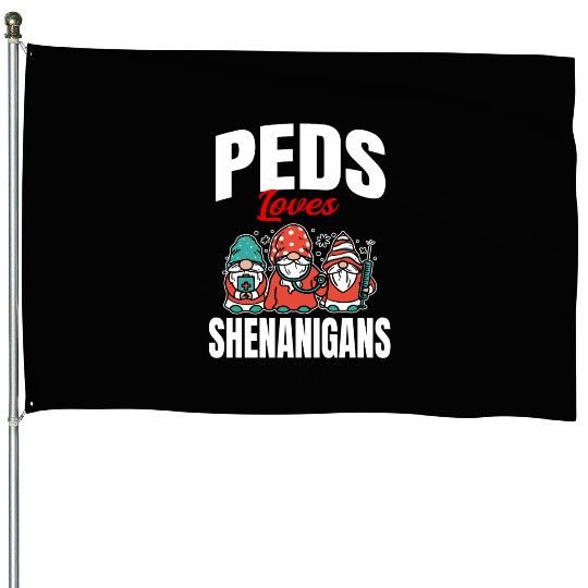 Funny PEDS Love Shenanigans St. Patricks Day Gnome House Flags
