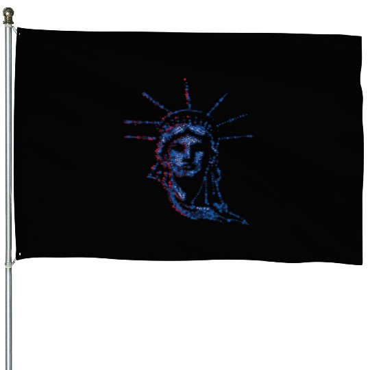 Statue Of Liberty 4th Of July American US Flag House Flags