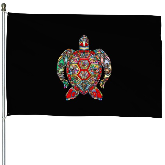 Hawaiian Tie Dye Sea Turtle, Hawaii Gifts for Kids House Flags