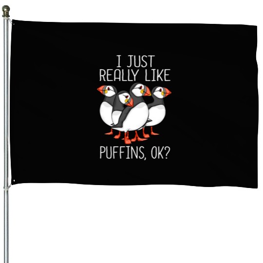 Atlantic Puffin Bird Lover Gift Women Cute Puffin House Flags