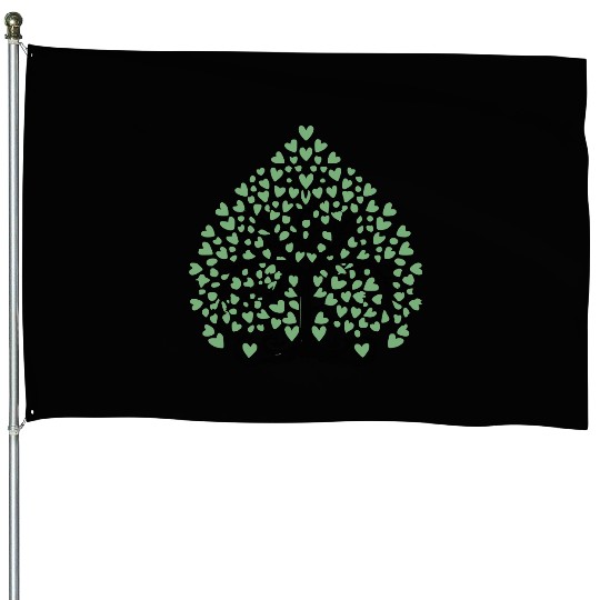Tree of Life with Hearts Two Color Vector House Flags