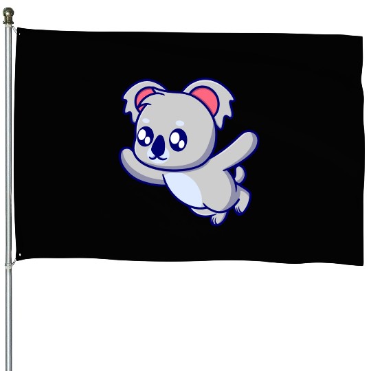 Cute koala cartoon illustration House Flags