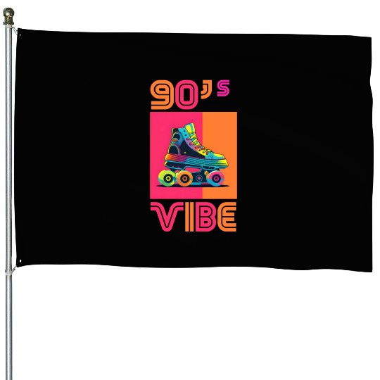 90s Vibe - I Love The 90s - Retro 90s Neon House Flags