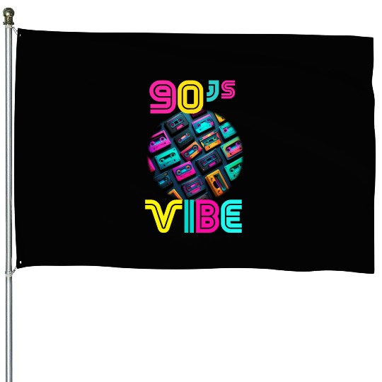 90s Vibe - I Love The 90s - Retro 90s Neon House Flags