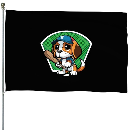 Baseball Dog Baseball Player Baseball Coach House Flags