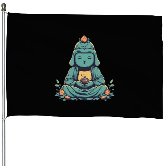 Meditating buddha House Flags