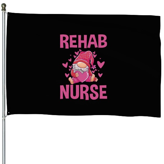 Cute Rehab Nurse Gnome Design Physical Therapy House Flags