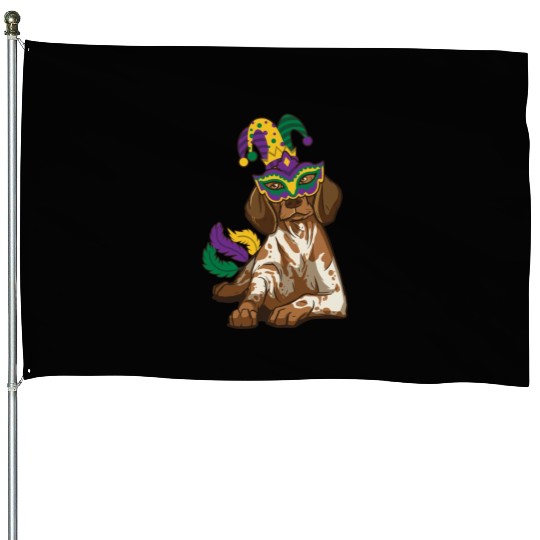 Doggy Mardi Gras Jester Mask Costume Cute Animal House Flags